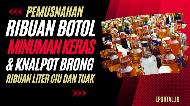 Polresta Banyumas Musnahkan Ribuan Botol Miras dan Knalpot Brong